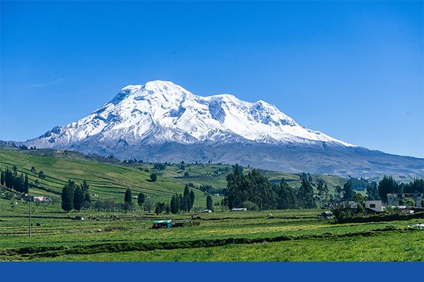 Mount Chimborazo towering over the countryside of Ecuador