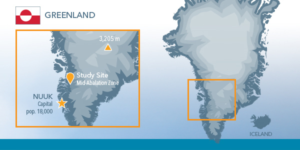 On Ice Stream Flow Data Greenland Map | YSI