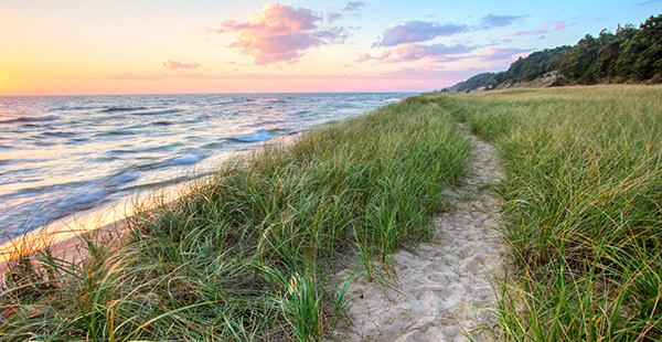 Sand Trail Along the Shoreline of Lake Michigan