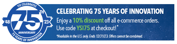 YSI is celebrating 75 years with 10% off ecommerce orders!