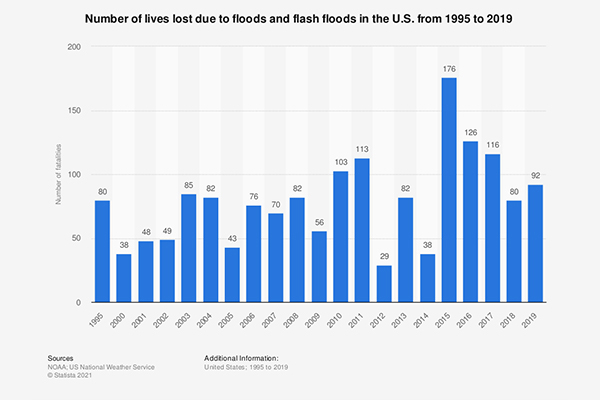 Lives Lost to Flooding 1995 to 2019 | YSI