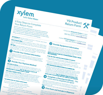 YSI Product Return Form Winter Maintenance